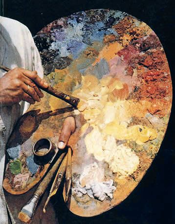 Pha màu pigment trên palette