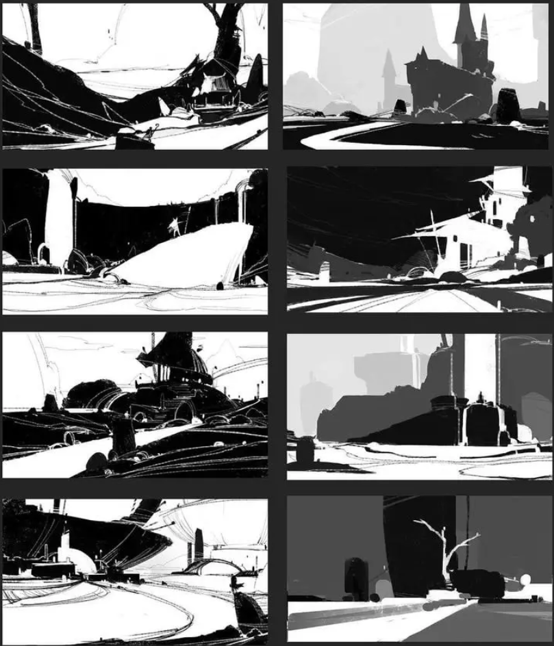 Thumbnail composition — silhouette và giá trị sáng tối
