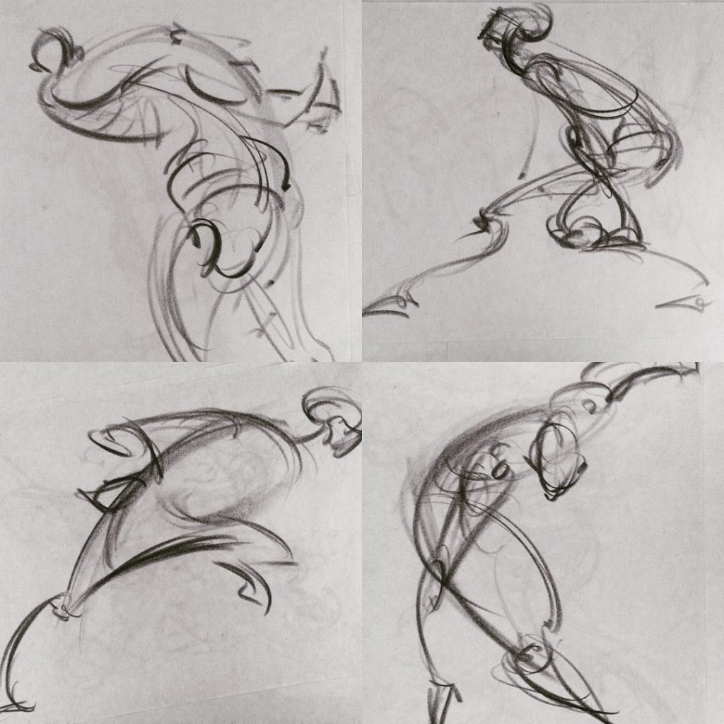 Bốn bài gesture figure — đường lực và nhịp