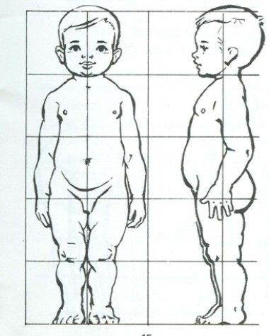 Child body proportion 4 heads toddler drawing